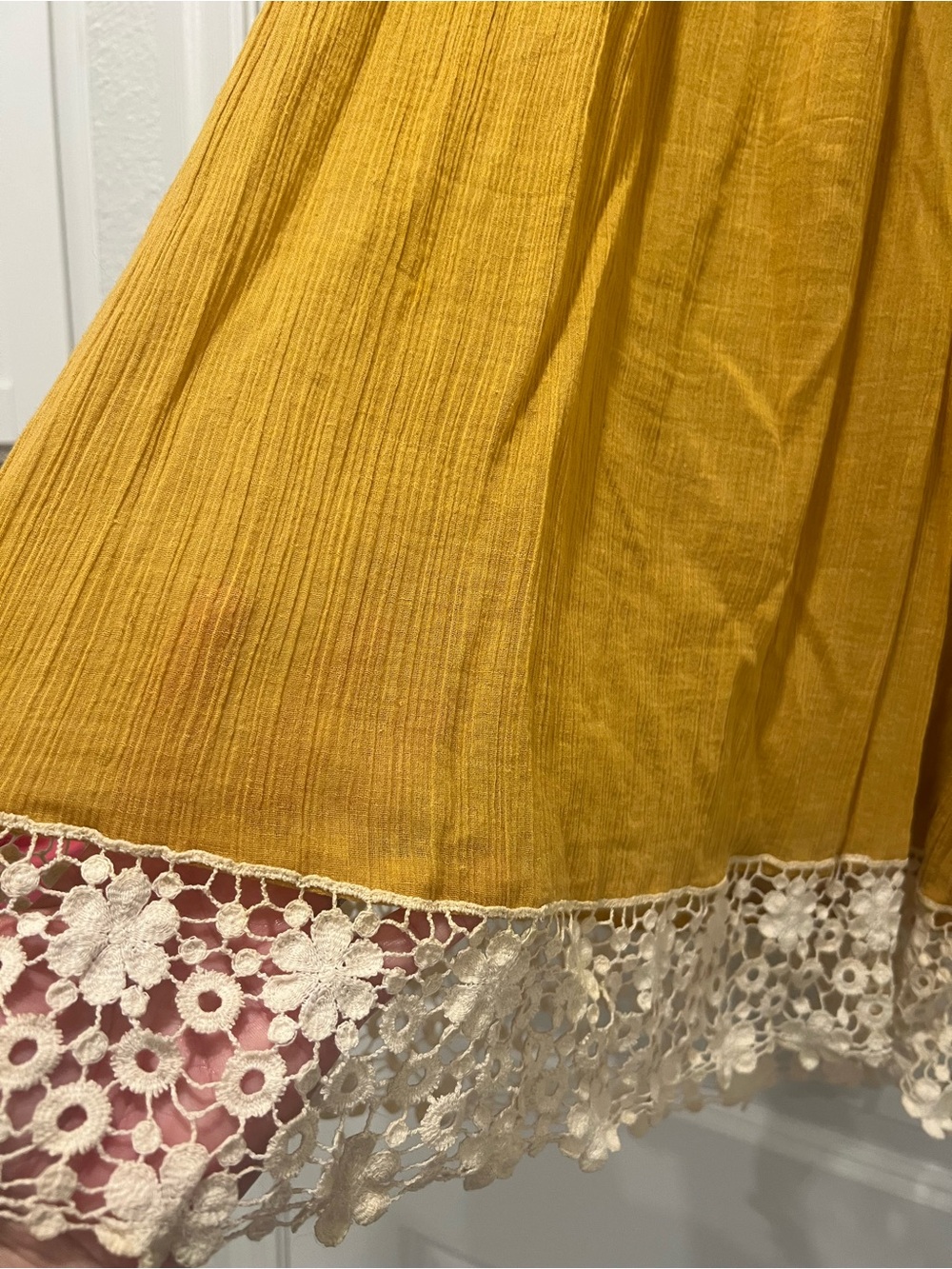 Umgee Mustard Yellow Lace Trim Tunic Dress Large - Picture 2 of 10